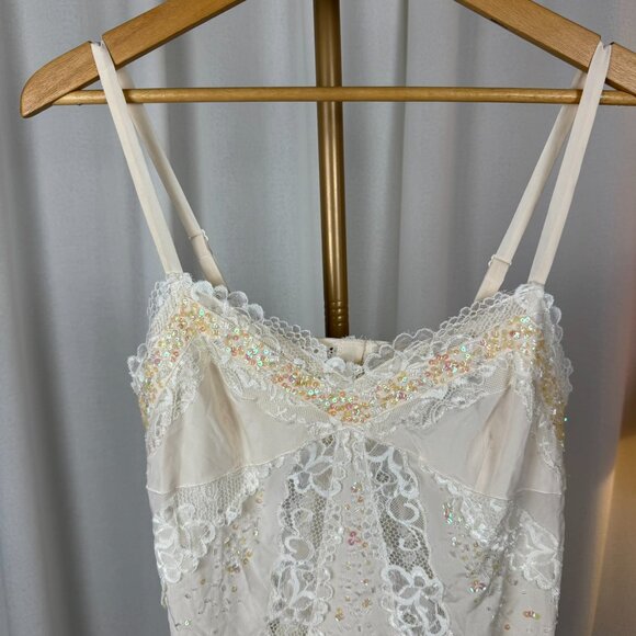 Vintage Y2K Debbie Shuchat Silk Lace Beaded Camisole sz 8 - Picture 2 of 10